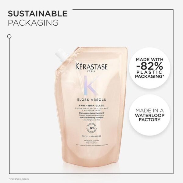 Kerastase Gloss Absolu Bain Hydra Glaze 500ml DOYPACK - Shampoo for Anti Frizz, Glossy, Bouncy Hair
