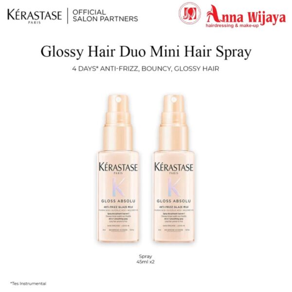 Kerastase Gloss Absolu Glossy Hair Duo Mini Hair Spray - Anti Frizz Glaze Cream 45ml x 2 - Heat Protectant untuk Rambut